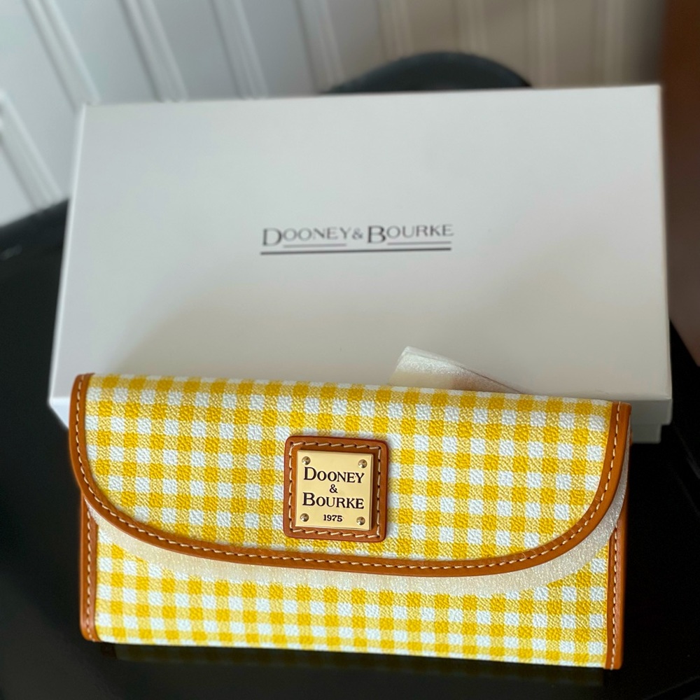 Dooney & Bourke Continental Clutch Wallet in RARE Yellow Gingham